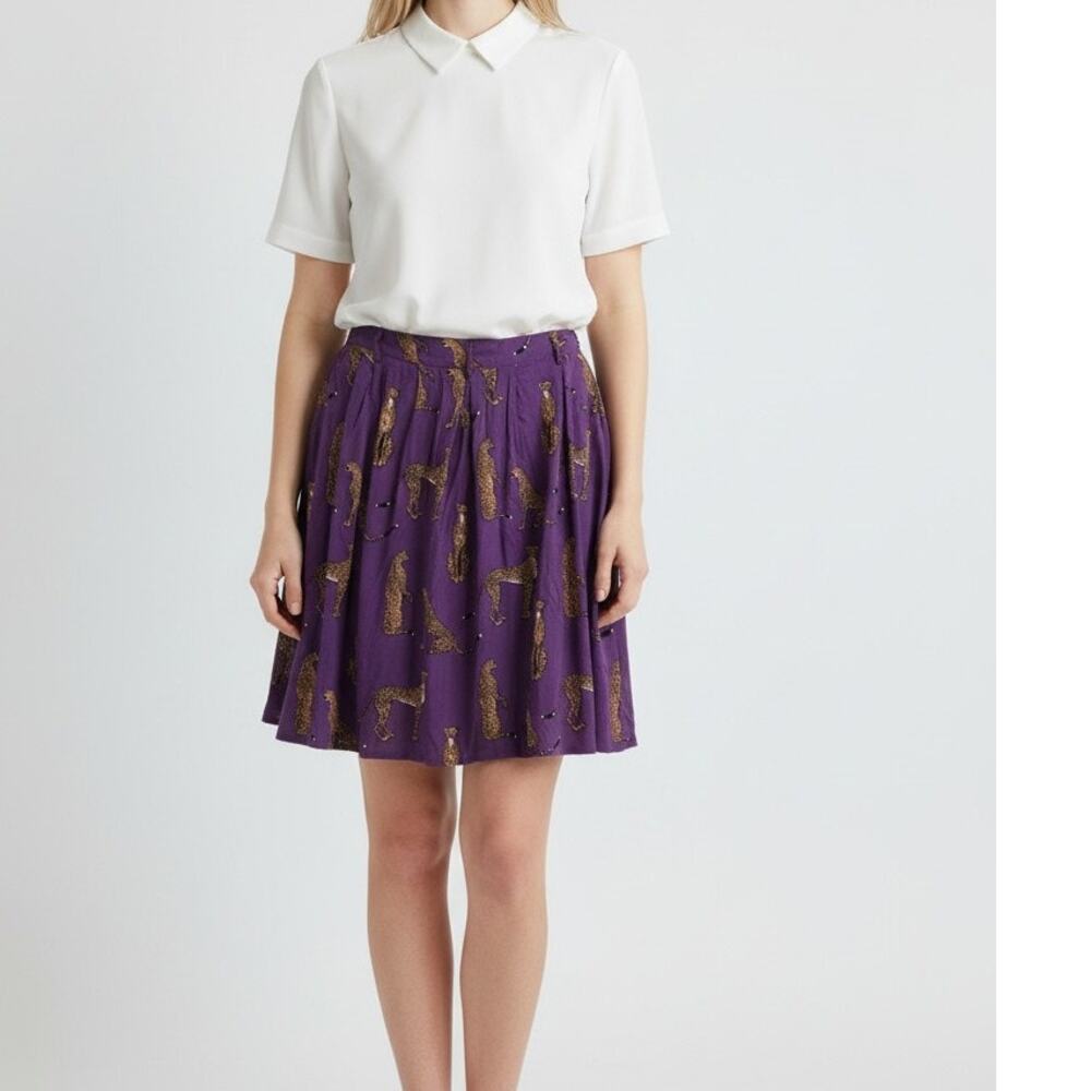 Modcloth Womens Leopard Print Mini Skirt Size XL Purple